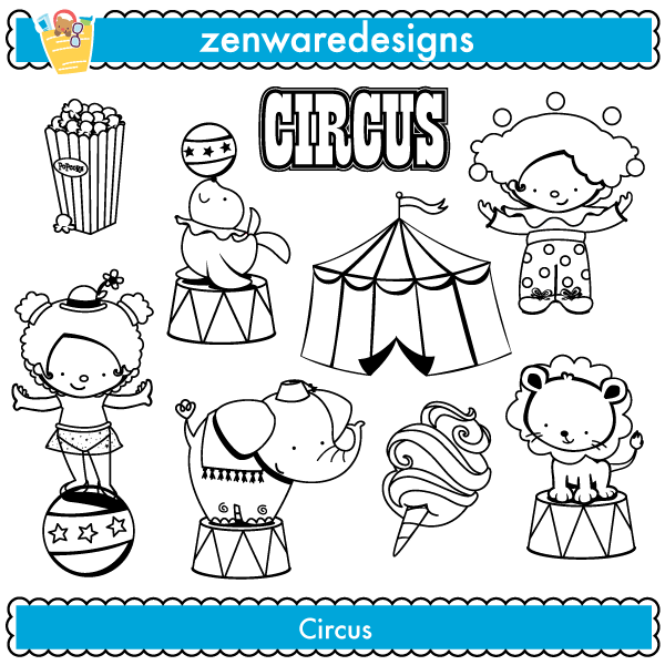 Circus Digital Stamps
